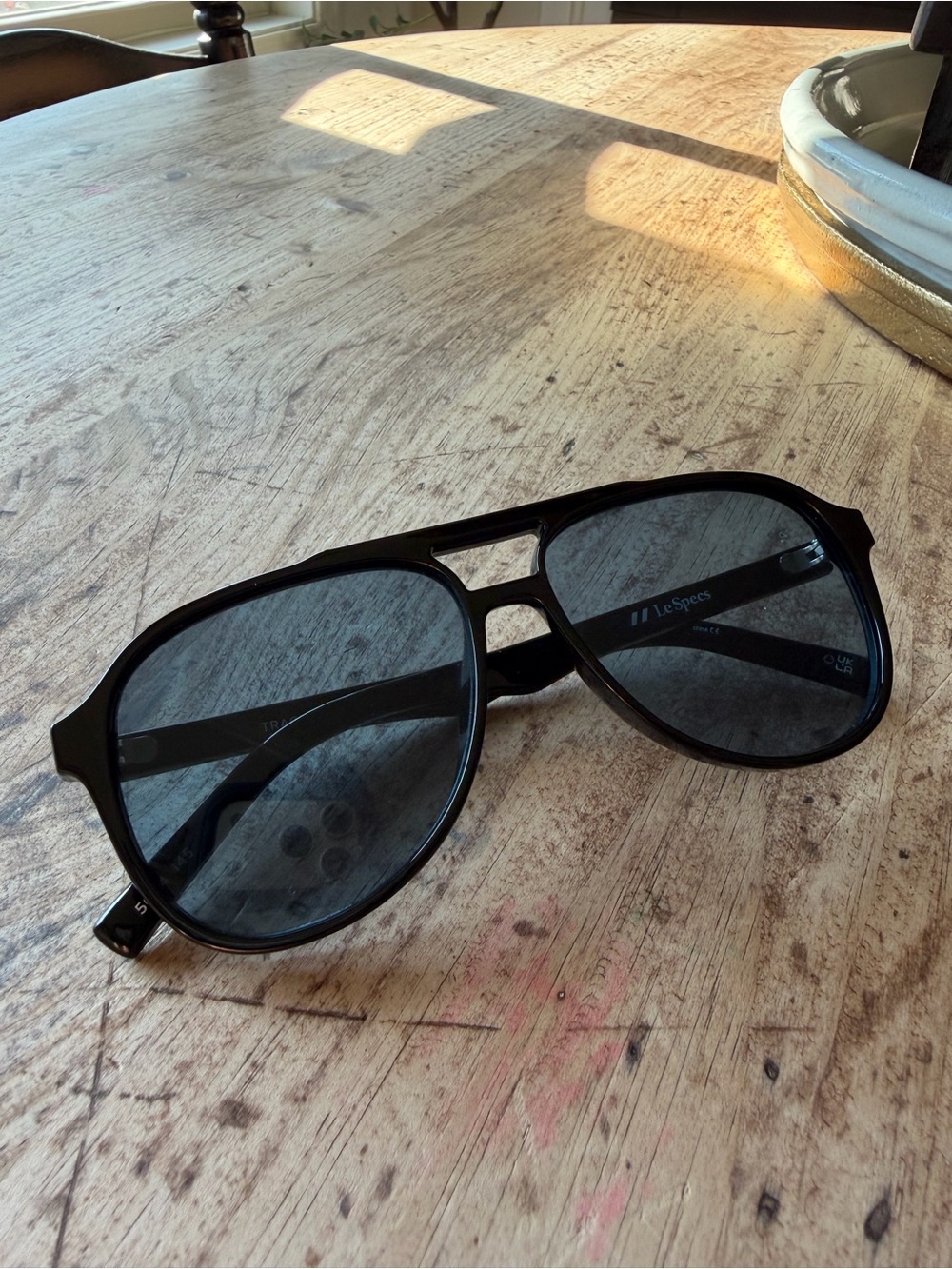 Le Specs Black Aviator Sunglasses with Gray Lenses